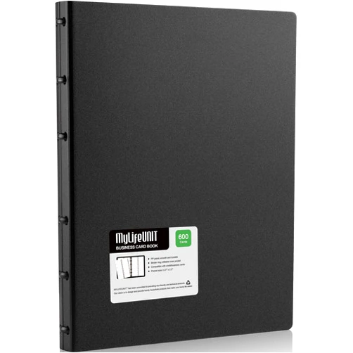 MyLifeUNIT Business Card Book, Name Card Holder Book with 600 Business Cards Capacity, Credit Card Book File Storage (Black)