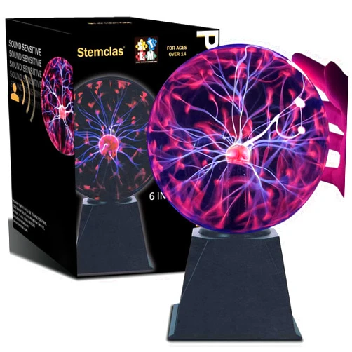 Stemclas Plasma Ball/Light/Lamp, 6 Inch - Static Electricity Globe Electric Lightning Ball, Touch & Sound Sensitive, Amazing Gift for Parties, Birthday and Holiday, for Age Over 14 Years Old