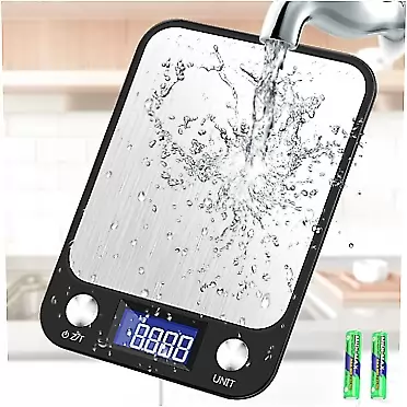 N\C LCD Multifunctional Digital Food Kitchen Scale, 10kg/1g High Precision Digital Brushed Stainless Steel Weighing Food Scale, Cooking Tool Scale, for Cooking and Baking Black 10kgX1g