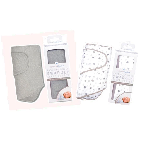 Miracle Blanket Swaddle Wrap - Newborn Essential Baby Blanket - Soft Sleep Sack Ideal for Newborns and Infants (Solid Heather Gray and Gray Stars)