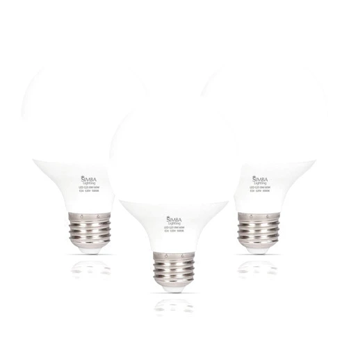Simba Lighting LED Vanity Globe G25 (G80) Light Bulb for Bathroom, Makeup Mirror | Decorative White Frosted Cover, 8W, 60W Equivalent, 120V, Standard E26 Medium Base, Daylight 5000K, Pack of 3