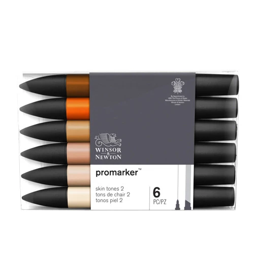 Winsor & Newton Promarker, Set of 6, Skin Tones 2 6 Count Skin Tones 2 Set of 6
