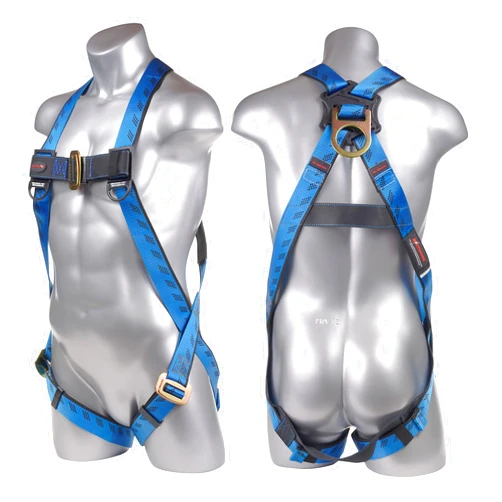 KStrong UFH10101P Kapture Essential 3-Point Full Body Safety Harness Fall Protection with Dorsal D-Ring and Mating Buckle Legs, ANSI Compliant, L-XL, Blue/Black