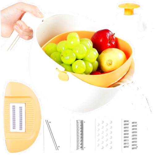HAIXIN HOME 4-in-1 Colander with Mandoline, Multifunctional Kitchen Colander Set with Bowl Strainer, Colanders & Food Strainers Set for Slicing, Washing, Draining and Storage