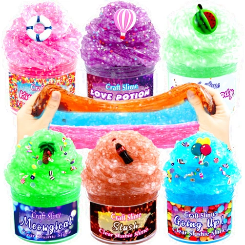 Sloueasy 6 Pack Glimmer Slime Crunchy Slime kit,Unicorn Slime Crystal Slime kit for Girls,Super Soft and Non-Sticky, Birthday Gifts Slime Party Favors