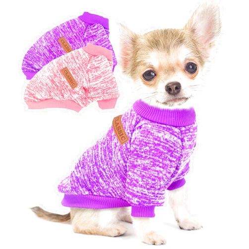 Generic 2 Pieces Dog Sweaters for Small Dogs Winter Fleece Puppy Sweaters Warm Cute Dog Clothes Outfit for Chihuahua Yorkie Dog Classic Knitwear Sweater Pet Costume (Small)