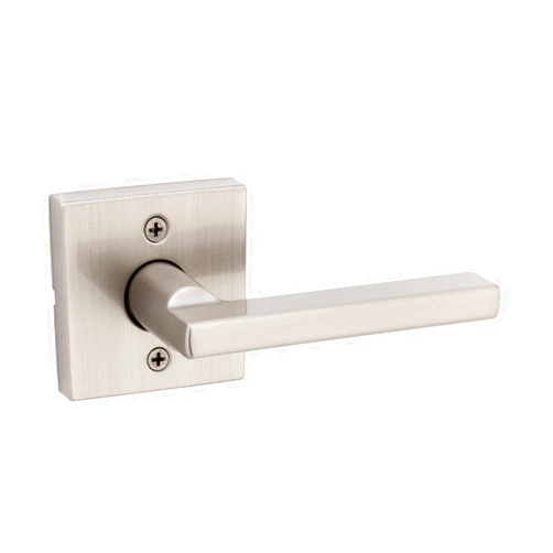 Kwikset Halifax Dummy Door Handle, Single Sided Lever for Closets, French Double Doors, and Pantry, Satin Nickel Non-Turning Reversible Interior Push/Pull Lever, with Microban Protection