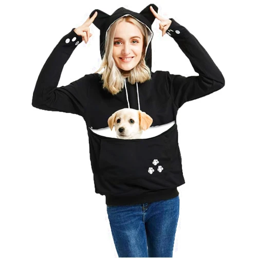 ZIIFULLHOU Cat Hoodie Pouch Kitten Puppy Carrier Hood Sweatshirt Pet Pocket Holder Top