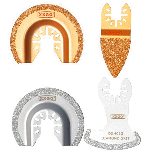 XXGO 4 Pcs Diamond Carbide Oscillating Multi Tool Semi Circle Finger Segment Swing Grit Grout Saw Blades XG4004
