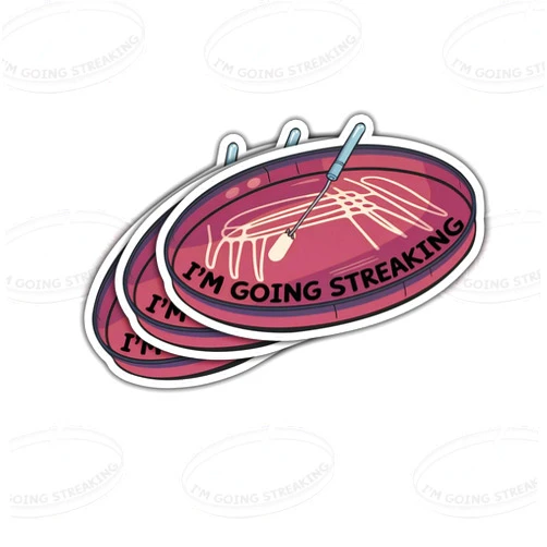 Piratify 3 Pcs I'm Going Streaking Microbiology Sticker – Funny Science Quote Vinyl Decal for Laptop, Water Bottle, Tumbler – Gift for Microbiologists, Science Enthusiasts, and Humor Seekers – 3 Inch