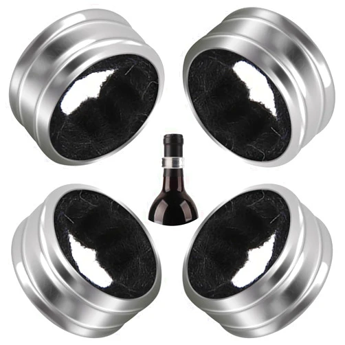 Kitwinney Stainless Steel Wine Bottle Collars, Classy Wine Collar Drip Rings, 4 Pack Simple and Durable Wine Drop Stoppers with Velvet Felts, Small Handy Gadgets for Kitchen and Bar