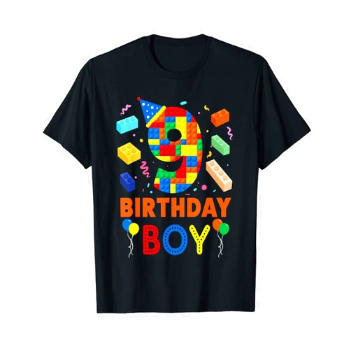 Master Builder Blocks Birthday Family Matching Kids 9 Year Old Building Blocks Master builder 9th Birthday T-Shirt