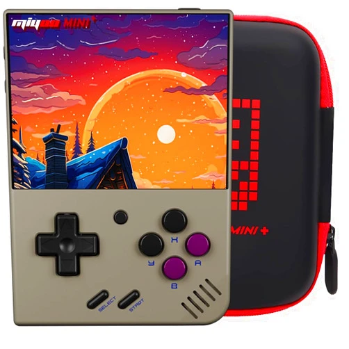 Miyoo Mini Plus Retro Gaming Console with Portable Case, Handheld Game Console with 3000mAh Battery 3.5'' IPS Screen, Compatible with a Large Variety of Classic Games. Support WiFi & RTC, Gray