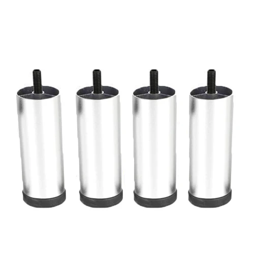 XUNFAKE 4X Aluminum Alloy Furniture Legs Table Legs, with M6 Screws, Adiustable Metal, Aluminum Alloy, Round, for Dresser,Sideboard,Plating Table (2.36in/6cm,Silver)