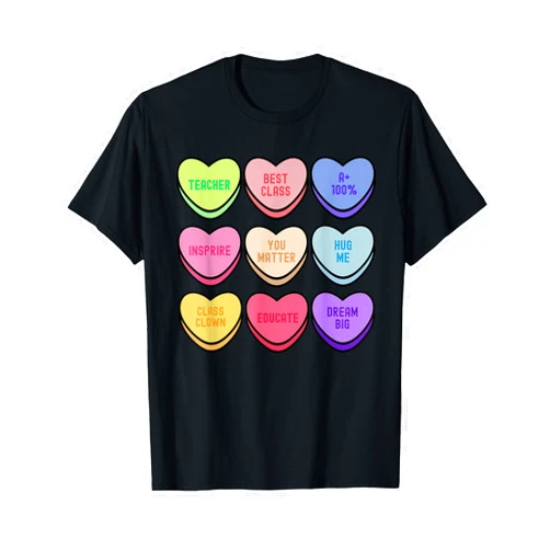 Humorous Valentine Outfit for Educator Candy Teacher Heart Candy Funny Valentines Day Educator T-Shirt
