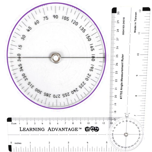 LEARNING ADVANTAGE-7752 Angle Measurement Ruler - Clear, Flexible and Adjustable Geometry Measuring Tool - Measure Angles to 360 Degrees and Lines to 12