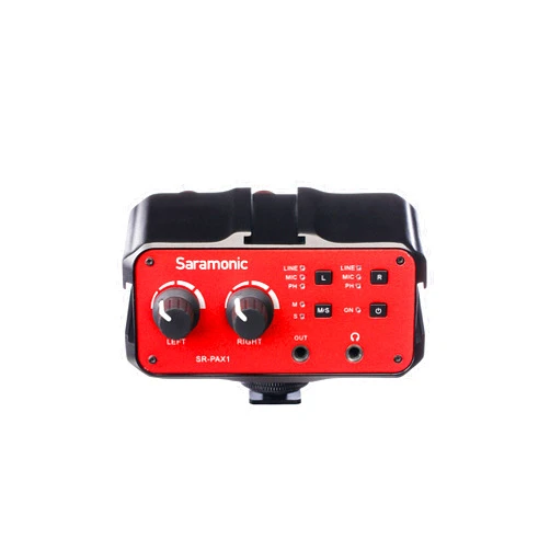 Saramonic 2-Ch Audio Mixer with 3.5mm, XLR & 6.35mm Combo Inputs, PH Power, Headphone Monitor Jack, Integarted Shoe Mounts for DSLR Audio Mixer Preamp (SR-PAX1)