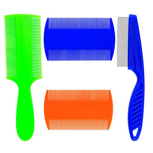 Harniruco 4-Piece Lice Comb Set, Double Sided Fine Tooth Lice Comb for Dandruff Removal, Metal-Tooth Dandruff Lice Treatment Combs