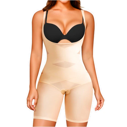 Nebility Tummy Control Shapewear Bodysuits Open Bust Full Body Shapewear Seamless Faja Body Shaper
