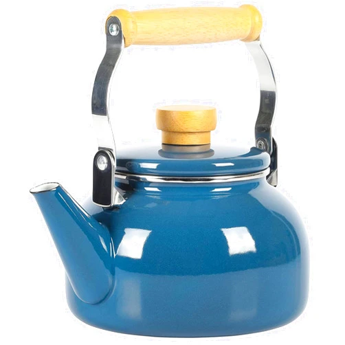Mr. Coffee Quentin 1.5 QT Enamel On Steel Tea Kettle w/Wood Handle - Blue
