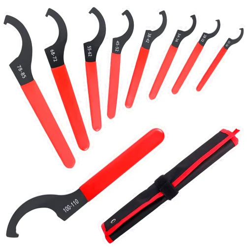 Poweka Adjustable Shock Coilover Wrench Set Universal Spanner Wrench for Coil Overs Adjustments/Suspension Systemand Weight Balance, Spanners Hook Wrenches Tools 9 PCS