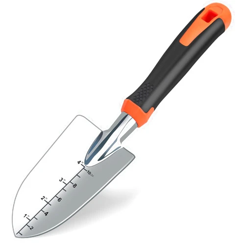 Fecsam Garden Shovel with Measurement Mark, Sturdy Heavy Duty Gardening Tool Trowel/Hand Shovel/Garden Spade, Ergonomic Handle with Giftable Package
