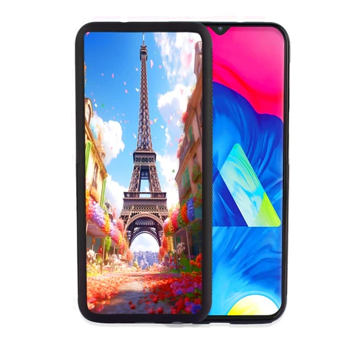 DeweiDirect Phone Case for Samsung Galaxy M01 M02S M10 M11 M12 M13 4G M13 5G/A04 4G C7 F13 F62 F22 J2 PRO J5 Prime F52 5G J8 with Effiel Tower-AZ381 Black Slim Rubber Frame