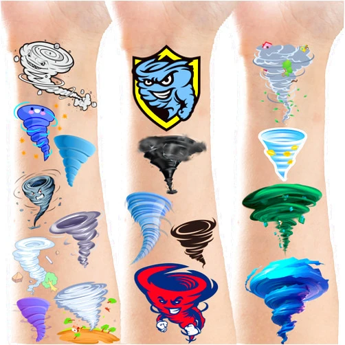 ATSMOICY 216 Pieces Cute Tornado Temporary Tattoos Stickers - Weather Party Themed Baby Shower Birthday Party Favors Decorations Kids Tattoo