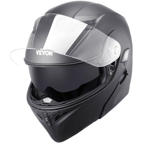 VEVOR Full Face Motorcycle Helmet DOT Approved, Flip up Dual Visor Sun Shield, Unmasked, with Slot for Your Bluetooth & Interchangeable Lens, Motocross Helmet Fit for Youth & Adults