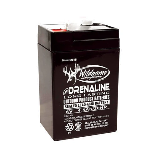 WILDGAME INNOVATIONS 6V Edrenaline Rechargeable Battery for Game Feeders | Outdoor Long-Lasting Sealed Lead-Acid Tab Style Rechargeable Battery