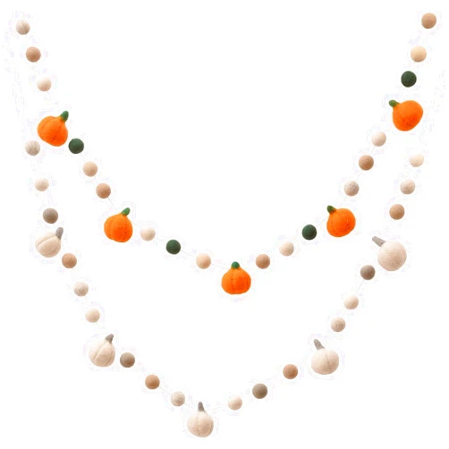 RSACCSKY Wool Felt Pumpkins Ball Garland Colorful Pom Pom Garland 4.26 Feet Long 24 Ball Garland for Thanksgiving Day Harvest Autumn Party Decoration (Pumpkin)