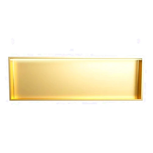 HJLKDYM Stainless Steel Black Niche, with LED, No Tiles Required, Metal Finish Recessed Niche for Bathroom Shower Storage Rack(Champagne Gold,92x32x12.5cm)