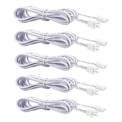 SinLoon 2-pin Extension Cable 2m / 6.6ft- for LED Cabinet Puck Lights Under Cabinet Lighting Kit, Male to Female Cable Plug Connector Extension Cords 5 Pack (Male to Female, White)