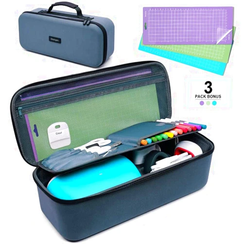 Glamgen Hard Travel Case for Cricut Joy,Carrying Cases for Cricut Easy Press Mini with 3 Cutting Mats,Waterproof Durable Portable Storage Bag for Craft Pen Set, Cutting Mats and Cricut Joy Accessories