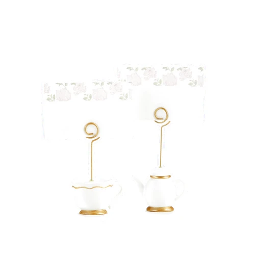 Kate Aspen, Place Card Holders, Tea Time Whimsy, Teapot and Teacup, Place Cards Included, Set of 6,Pink