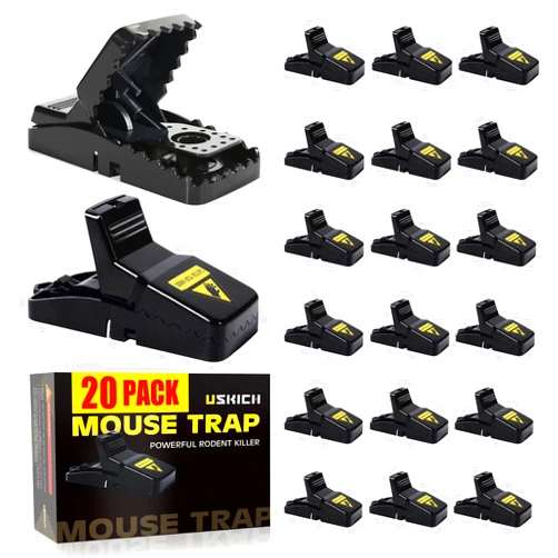 USKICH Mouse Traps,Mice Traps for House,Small Rat Traps That Work,Mice Killer Indoor Mouse Snap Traps No See Kill Mousetraps Quick Effective Mouse Catcher for Family and Pet-20 Pack