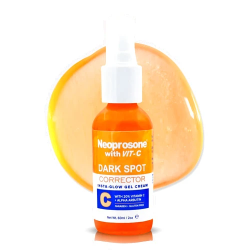 NEOPROSONE Vit C Dark Spot Corrector Gel Cream - 60 ml / 2 fl oz - Skin Brightening Gel to Remove Dark Spots and Restores Even Skin Tone - Anti Aging, Moisturizing Cream for Face, Elbows, Knees, Body