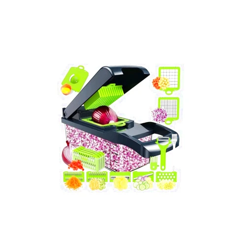 Generic Pro Vegetable Chopper - Multifunctional 16 in 1 Food Chopper, Kitchen Vegetable Slicer Dicer, Veggie Chopper With 8 Blades, Carrot and Garlic Chopper With Container.