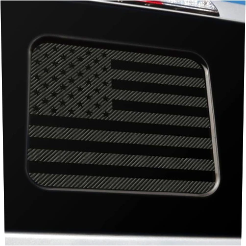 BocaDecals Middle Rear Window American Flag Decal Accessory Easy Install Compatible with and Fits 2018-2022 Ford Ranger (Black Carbon Fiber)