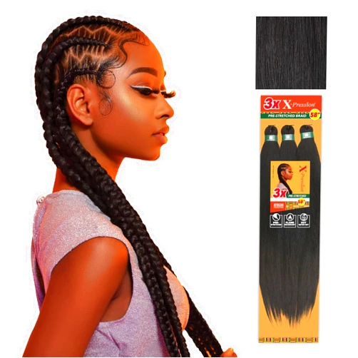 Sensationnel Sensationnal Braids XPRESSION 3X Pre-Stretched Braid 58 inches (5-pack, 1B)