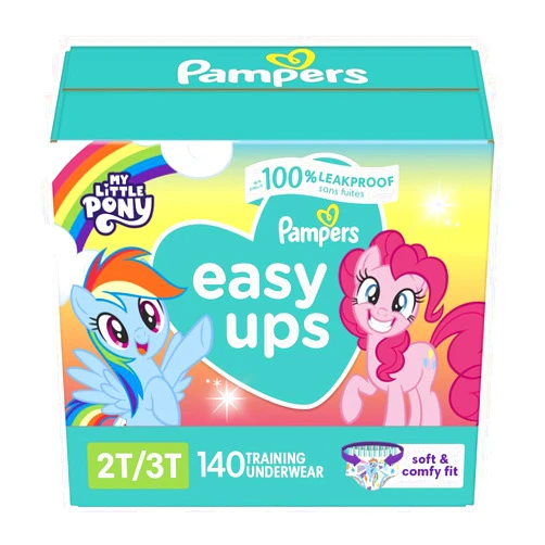 Pampers Easy Ups Girls & Boys Potty Training Pants - Size 2T-3T, One Month Supply (140 Count), My Little Pony Training Underwear (Packaging May Vary)