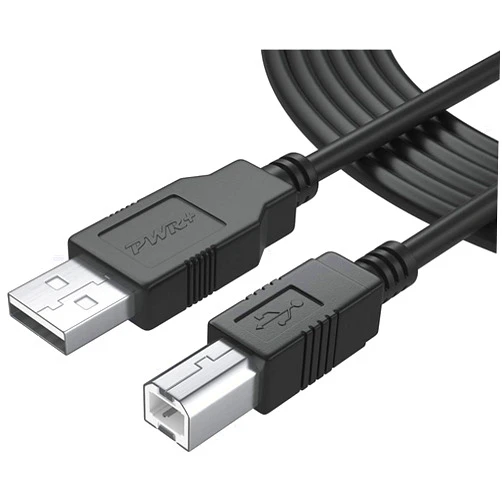 PWR+ Midi Cord Cable 12Ft Extra Long USB-2.0 Cable Type-A to Type-B High Speed for Audio Interface, Midi Keyboard, USB Microphone, Mixer, Speaker, Monitor, Instrument, Strobe Light System Mac PC