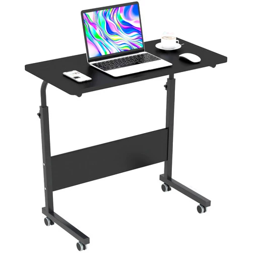 sogesfurniture Mobile Side Table 31.5 Inches Tablet Wheels Mobile Laptop Computer Desk Adjustable Movable Laptop Computer Stand for Bed Sofa,Black BHUS-05-1-80BK