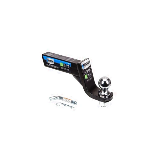 Reese Towpower 7081000 Trailer Hitch Drawbar and Ball Hitch Towing Kit, Fits Square 2 Inch Hitch Receiver, 4 Inch Drop, 7,500 lbs. Capacity, Includes 2 Inch Trailer Ball and Hitch Pin & Clip