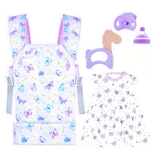 18INDC Baby Doll Carrier with Doll Accessories Doll Carrier for Kids, Reborn Doll Baby Carrier with Adjustable Straps for 16-22 Inch Baby Doll with Accessories