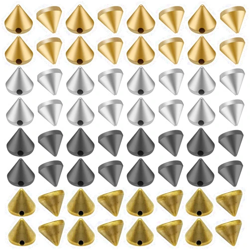 Ximalun 400 Pcs Acrylic Punk Bullet Rivets Cone Spike Studs Beads 8mm Spike Cone Studs Flat Back Punk Spikes for DIY Crafts Studs Sew on or Glue on DIY Garments Bags&Shoes Embellishment(4 Colors)