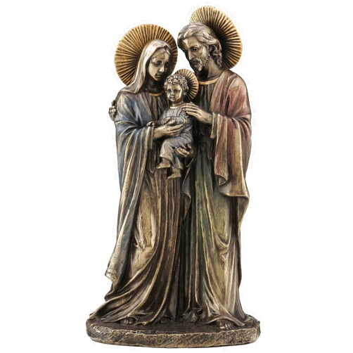 Veronese Design 8 5/8 Inch Holy Family Joseph Mary Holding Young Jesus Cold Cast Resin Antique Bronze Finish Sculpture