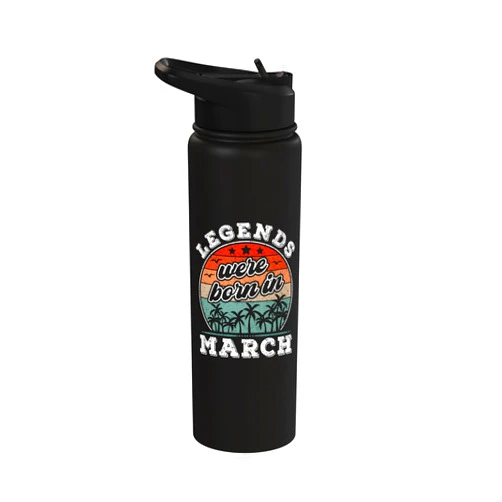 Birthday Vintage Month Gifts - V8Z March Birthday, Men & Women, Legends Were Born In March Stainless Steel Insulated Water Bottle