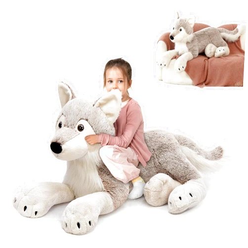 MaoGoLan Large Wolf Stuffed Animal for Boy, Giant Wolf Plush Toy for Girl, Stuffy Coyote for Kid, Realistic Stuffed Coyote Plush Pillow for Baby Shower, Birthday Gifts or Party Favor, 47 inches