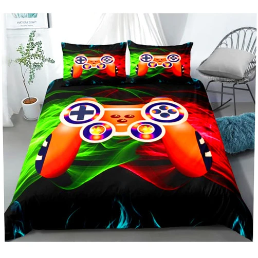 AY-FSshine Gaming Bedding Sets Gamer Room Decor Gamer Comforter Cover for Boys Girls Kids Teens Video Games 3 Piece Queen Size Bed Set-includes 1 Duvet Cover & 2 Pillowcases​(No Comforter)